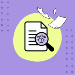 Une loupe est posée sur un document. Dans la loupe, il y a un arbre dont les branches se terminent par des coeurs. En haut à droite du document principal, d'autres documents virevoltent.